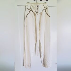 BRAND NEW Stylish White Linen Pants with Belt